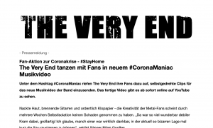 The Very End tanzen mit Fans in neuem #CoronaManiac Musikvideo - Pressemeldung (PDF)