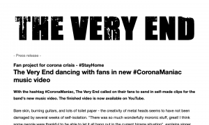 The Very End dancing with fans in new #CoronaManiac music video - press release